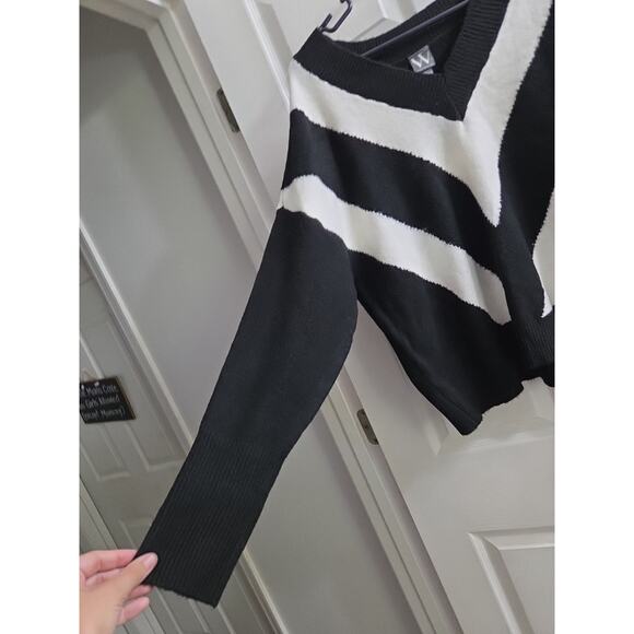 Worthington Womens Long Sleeve Black & White Chevron Soft Sweater Large Nwt - Picture 3 of 10